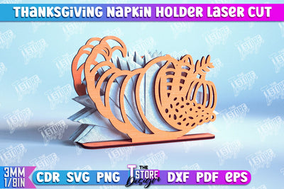 Thanksgiving Napkin Holder | Holidays Dinner | Adornment Dining Table | CNC File SVG The T Store Design 