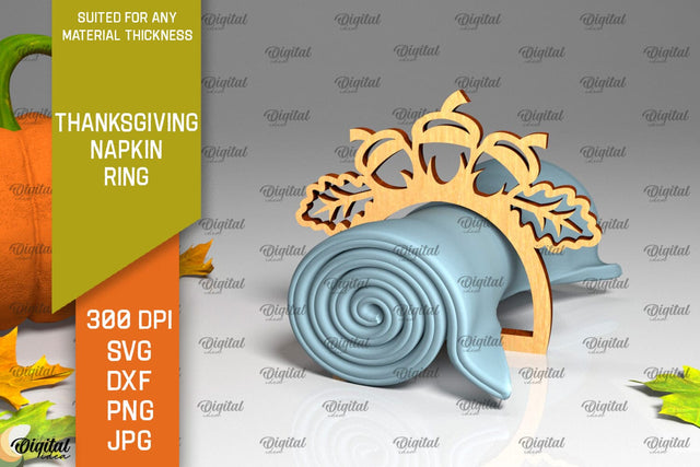 Thanksgiving Napkin Ring Laser Cut. Thanksgiving Decor SVG SVG Evgenyia Guschina 