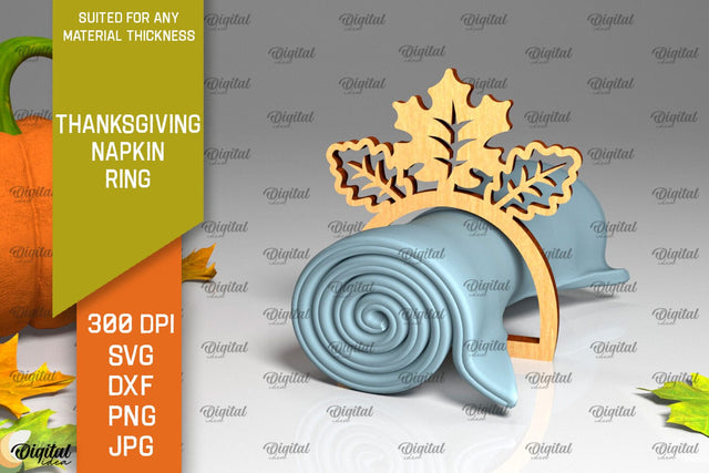 Thanksgiving Napkin Ring Laser Cut. Thanksgiving Decor SVG SVG Evgenyia Guschina 