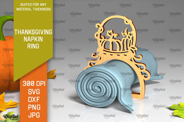 Thanksgiving Napkin Ring Laser Cut. Thanksgiving Decor SVG SVG Evgenyia Guschina 