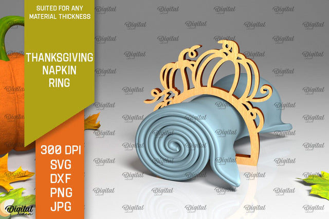 Thanksgiving Napkin Ring Laser Cut. Thanksgiving Decor SVG SVG Evgenyia Guschina 
