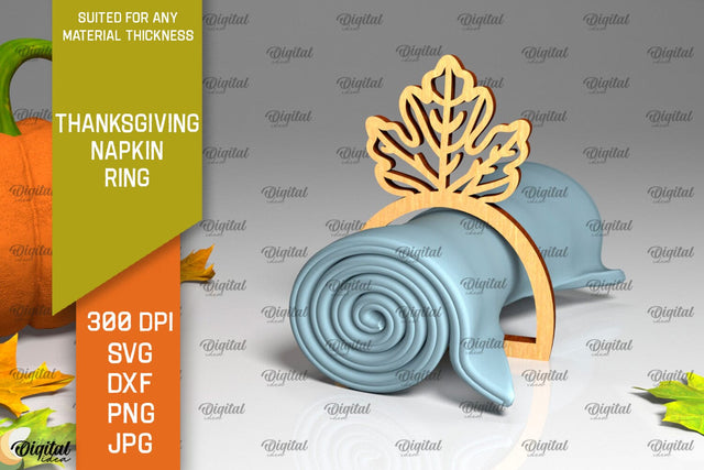 Thanksgiving Napkin Ring Laser Cut. Thanksgiving Decor SVG SVG Evgenyia Guschina 