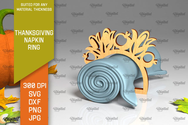 Thanksgiving Napkin Ring Laser Cut. Thanksgiving Decor SVG SVG Evgenyia Guschina 