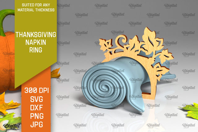 Thanksgiving Napkin Ring Laser Cut. Thanksgiving Decor SVG SVG Evgenyia Guschina 