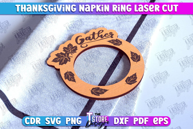 Thanksgiving Napkin Rings | Holidays Dinner | Adornment Dining Table | CNC File SVG The T Store Design 