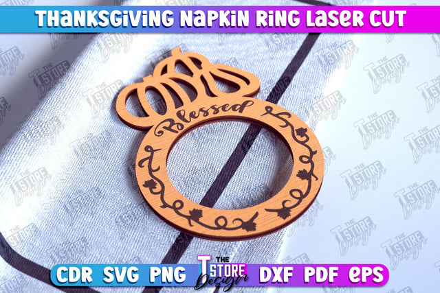 Thanksgiving Napkin Rings | Holidays Dinner | Adornment Dining Table | CNC File SVG The T Store Design 