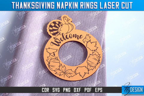 Thanksgiving Napkin Rings v.1 Bundle | Holidays Dinner | Adornment Dining Table | CNC Files SVG Fly Design 