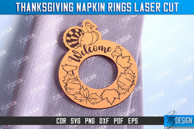 Thanksgiving Napkin Rings v.1 | Holidays Dinner | Adornment Dining Table | CNC File SVG Fly Design 