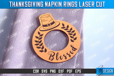 Thanksgiving Napkin Rings v.1 | Holidays Dinner | Adornment Dining Table | CNC File SVG Fly Design 