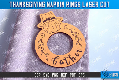 Thanksgiving Napkin Rings v.1 | Holidays Dinner | Adornment Dining Table | CNC File SVG Fly Design 