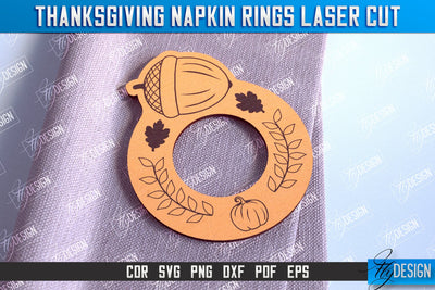 Thanksgiving Napkin Rings v.1 | Holidays Dinner | Adornment Dining Table | CNC File SVG Fly Design 