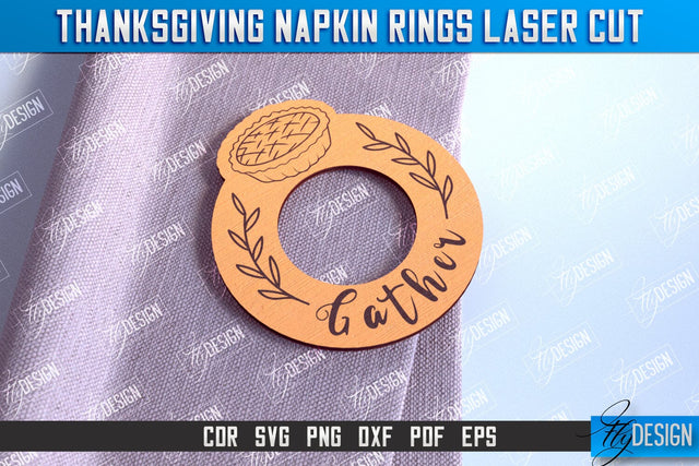 Thanksgiving Napkin Rings v.1 | Holidays Dinner | Adornment Dining Table | CNC File SVG Fly Design 