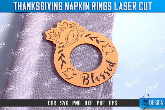 Thanksgiving Napkin Rings v.1 | Holidays Dinner | Adornment Dining Table | CNC File SVG Fly Design 