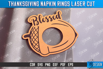 Thanksgiving Napkin Rings v.2 | Holidays Dinner | Adornment Dining Table | CNC File SVG Fly Design 