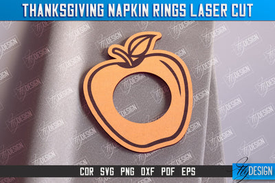 Thanksgiving Napkin Rings v.2 | Holidays Dinner | Adornment Dining Table | CNC File SVG Fly Design 