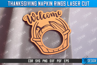 Thanksgiving Napkin Rings v.2 | Holidays Dinner | Adornment Dining Table | CNC File SVG Fly Design 