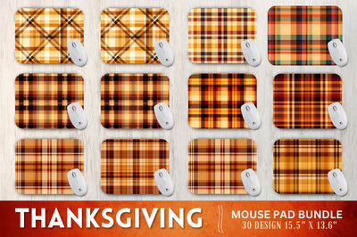 Thanksgiving Plaid Pattern Mouse Pad Sublimation Regulrcrative 
