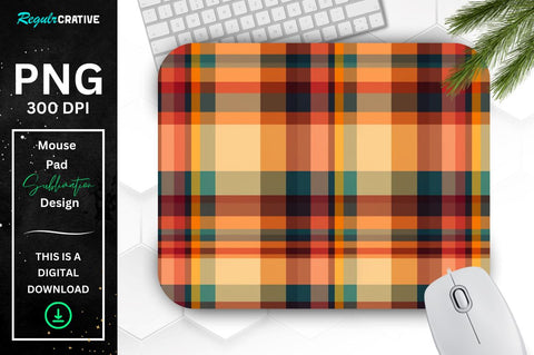 Thanksgiving Plaid Pattern Mouse Pad Sublimation Regulrcrative 
