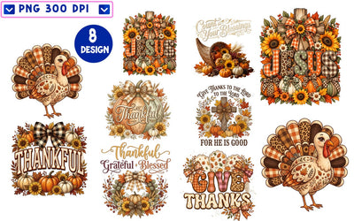 Thanksgiving PNG Bundle, Fall Sublimation Designs, Christian Thanksgiving PNG, Plaid Turkey PNG, Thankful Png, Digital Download Sublimation Insomnia Std 
