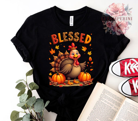 Thanksgiving PNG, Turkey Clipart, Pumpkin Digital Download, Blessed Sublimation, Fall Decor, Thanksgiving Art, Holiday Graphics, Autumn Printables Sublimation Li Zamperini 