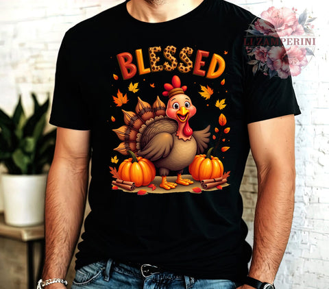 Thanksgiving PNG, Turkey Clipart, Pumpkin Digital Download, Blessed Sublimation, Fall Decor, Thanksgiving Art, Holiday Graphics, Autumn Printables Sublimation Li Zamperini 