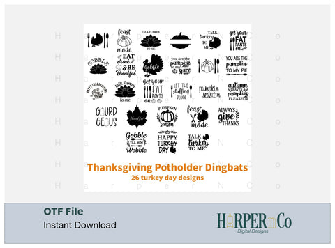Thanksgiving Potholders Dingbat OvenMitt Font Font HarperNCo 