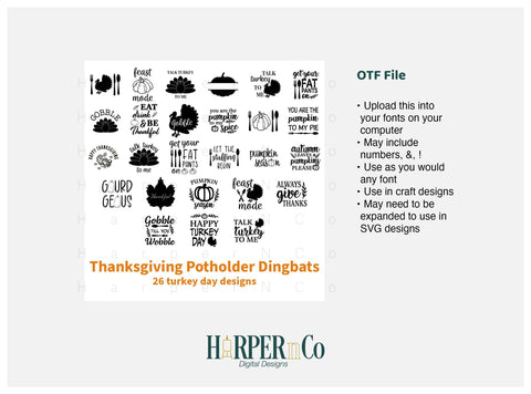 Thanksgiving Potholders Dingbat OvenMitt Font Font HarperNCo 