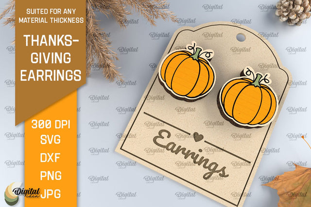 Thanksgiving Pumpkin Earrings Laser Cut SVG Evgenyia Guschina 