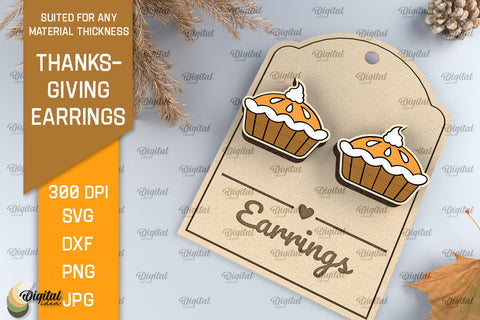 Thanksgiving Pumpkin pie Earrings Laser Cut SVG Evgenyia Guschina 