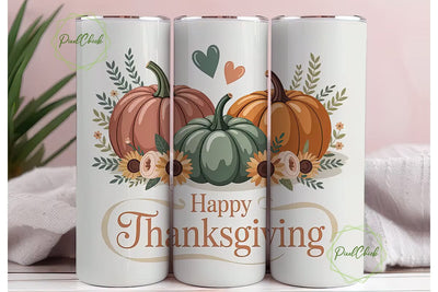Thanksgiving Pumpkin Tumbler Wrap Sublimation PixelChick 