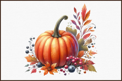 Thanksgiving Pumpkin Watercolor Clipart Sublimation designartist 