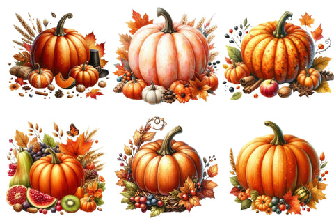 Thanksgiving Pumpkin Watercolor Clipart Sublimation designartist 
