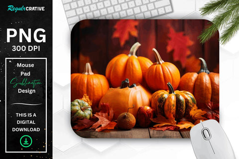 Thanksgiving Pumpkins and Fall Leaves Mouse pad Bundle Sublimation Regulrcrative 