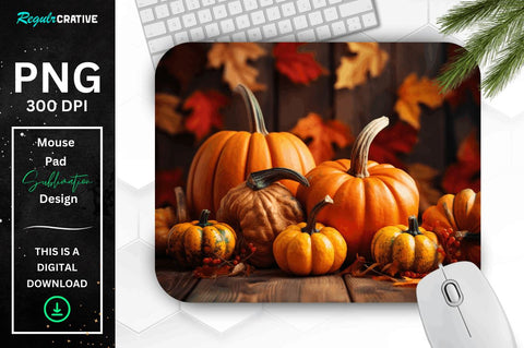 Thanksgiving Pumpkins and Fall Leaves Mouse pad Bundle Sublimation Regulrcrative 