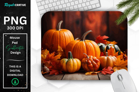 Thanksgiving Pumpkins and Fall Leaves Mouse pad Bundle Sublimation Regulrcrative 