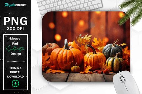 Thanksgiving Pumpkins and Fall Leaves Mouse pad Bundle Sublimation Regulrcrative 