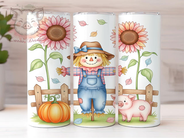 Thanksgiving Scarecrow Fall Tumbler Wrap, Fall Scarecrow Wrap, 20oz Sublimation, Autumn Harvest Cup, Scarecrow Mug Design, Fall Festival Tumbler, Thanksgiving Drinkware Sublimation Lara' s Designs 