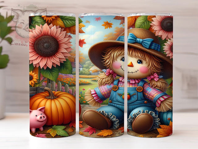 Thanksgiving Scarecrow Fall Tumbler Wrap, Fall Scarecrow Wrap, 20oz Sublimation, Autumn Harvest Cup, Scarecrow Mug Design, Fall Festival Tumbler, Thanksgiving Drinkware Sublimation Lara' s Designs 