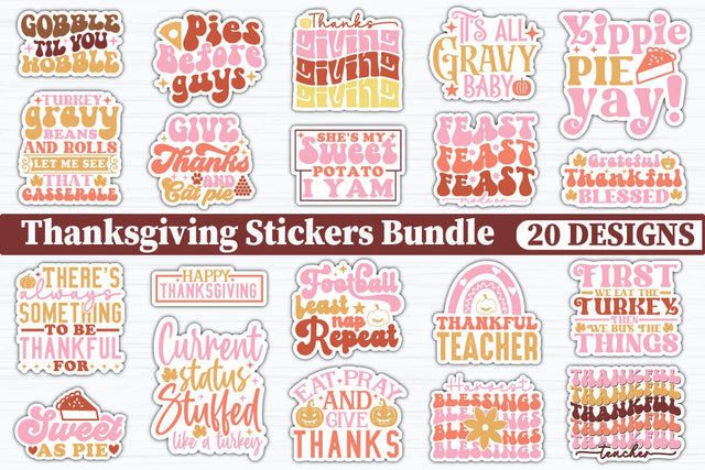 Thanksgiving Stickers Bundle SVG akazaddesign 