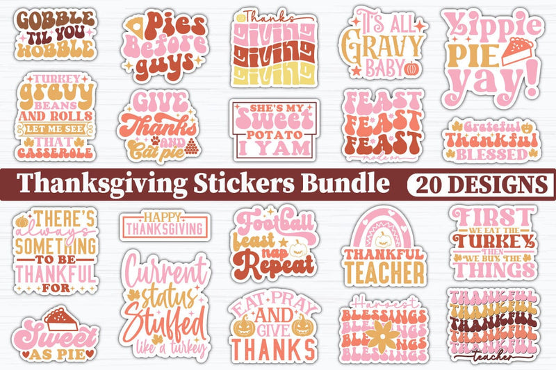 Thanksgiving Stickers Bundle SVG akazaddesign 