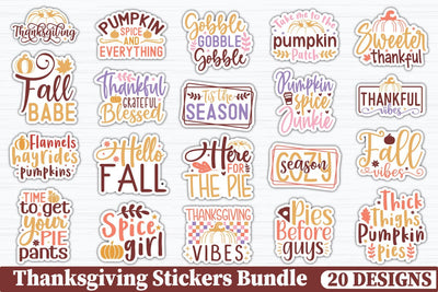 Thanksgiving Stickers Bundle SVG akazaddesign 