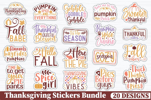 Thanksgiving Stickers Bundle SVG akazaddesign 