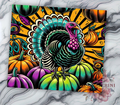 Thanksgiving Tumbler, Turkey Talk, Fall Decor, Sublimation Wrap, 20oz Tumbler, Pumpkin Decor, Holiday Drinkware Sublimation Li Zamperini 