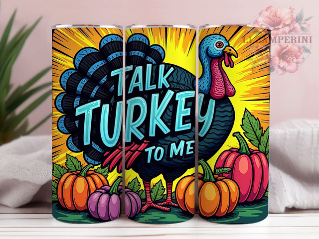 Thanksgiving Tumbler, Turkey Talk, Fall Decor, Sublimation Wrap, 20oz Tumbler, Pumpkin Decor, Holiday Drinkware Sublimation Li Zamperini 