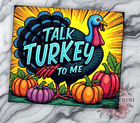 Thanksgiving Tumbler, Turkey Talk, Fall Decor, Sublimation Wrap, 20oz Tumbler, Pumpkin Decor, Holiday Drinkware Sublimation Li Zamperini 