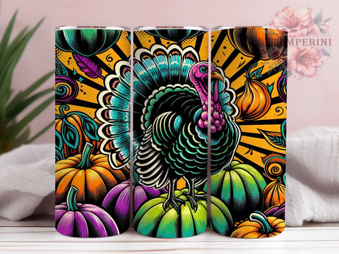 Thanksgiving Tumbler, Turkey Talk, Fall Decor, Sublimation Wrap, 20oz Tumbler, Pumpkin Decor, Holiday Drinkware Sublimation Li Zamperini 