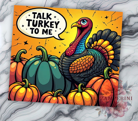 Thanksgiving Tumbler, Turkey Talk, Fall Decor, Sublimation Wrap, 20oz Tumbler, Pumpkin Decor, Holiday Drinkware Sublimation Li Zamperini 