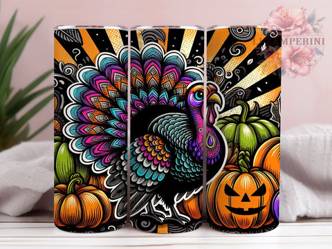 Thanksgiving Tumbler, Turkey Talk, Fall Decor, Sublimation Wrap, 20oz Tumbler, Pumpkin Decor, Holiday Drinkware Sublimation Li Zamperini 
