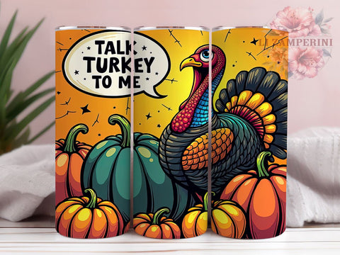 Thanksgiving Tumbler, Turkey Talk, Fall Decor, Sublimation Wrap, 20oz Tumbler, Pumpkin Decor, Holiday Drinkware Sublimation Li Zamperini 