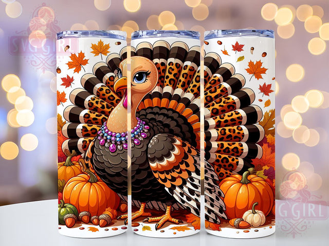 Thanksgiving Tumbler, Turkey Tumbler, Leopard Print Tumbler, 20oz Tumbler, PNG Sublimation Design, Fall Drinkware, Thanksgiving Gift, Animal Print Thanksgiving Sublimation SvggirlplusArt 
